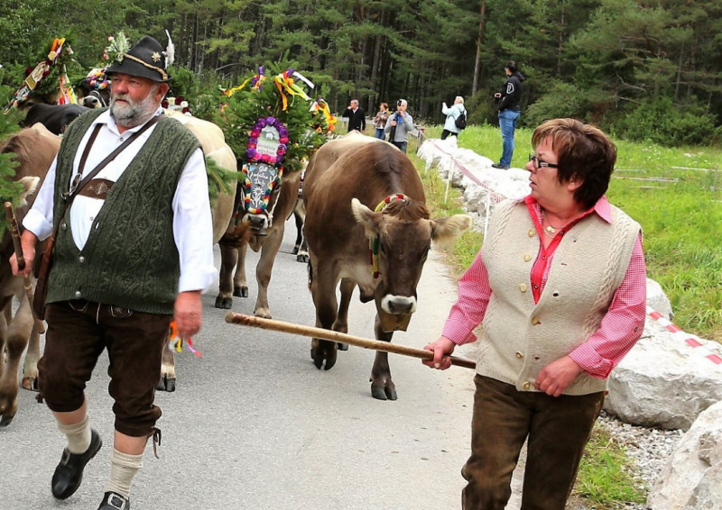 Drei-Almen-Abtrieb in Barwies – Abschied des Marienberg-Hirten