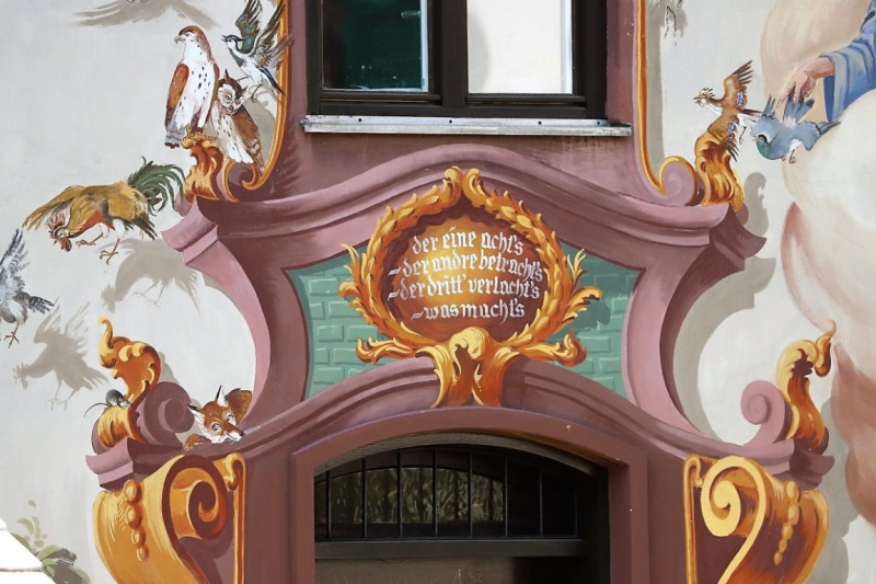 Lüftlmalerei in Oberammergau – „Gottvater in Wolken“