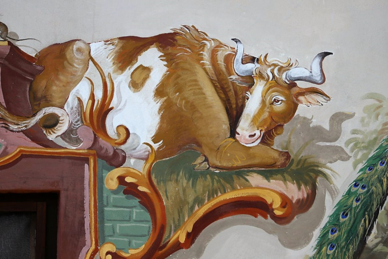 Lüftlmalerei in Oberammergau – „Gottvater in Wolken“