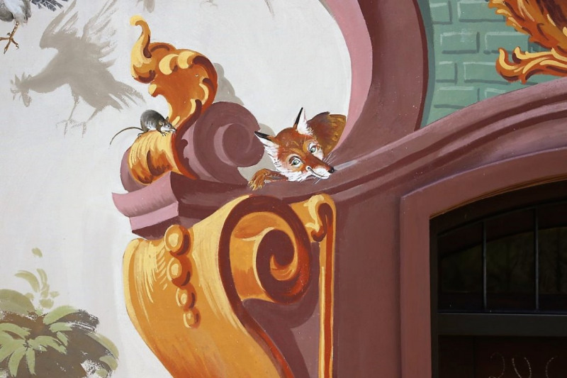 Lüftlmalerei in Oberammergau – „Gottvater in Wolken“