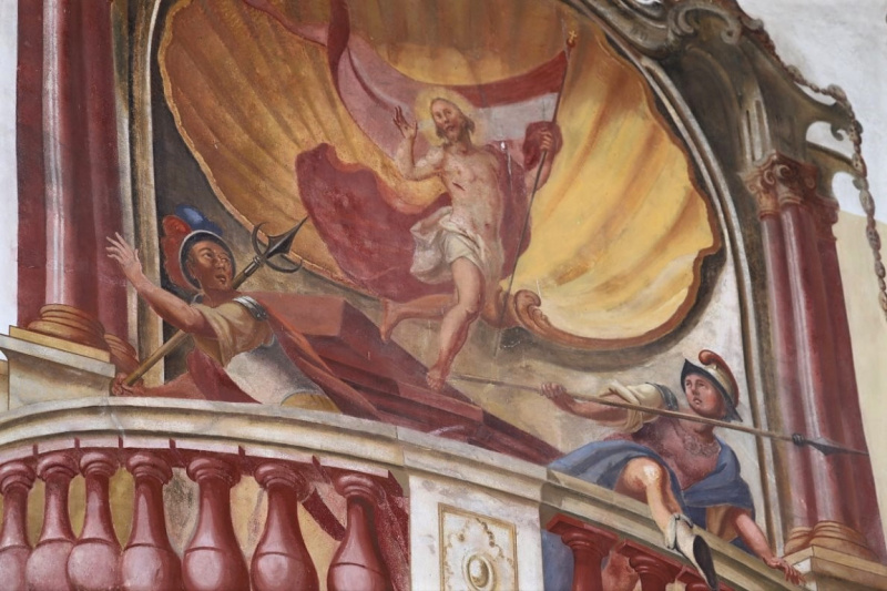 Lüftlmalerei in Oberammergau – „Gottvater in Wolken“