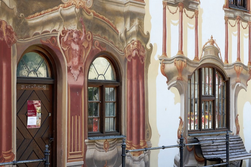 Lüftlmalerei in Oberammergau – „Gottvater in Wolken“