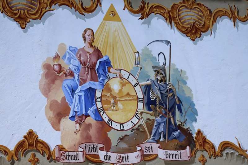 Lüftlmalerei in Oberammergau – „Gottvater in Wolken“