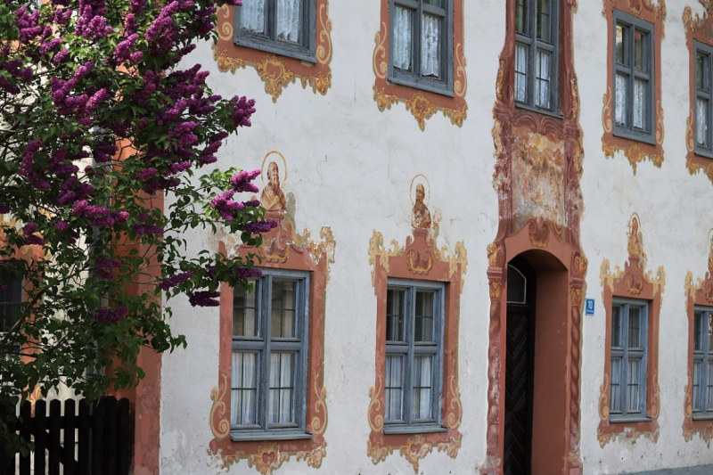 Lüftlmalerei in Oberammergau – „Gottvater in Wolken“