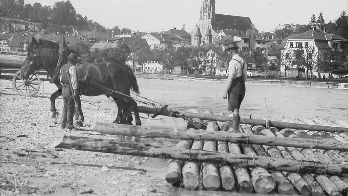 Historische Flößerei in Bad Tölz. (Bild: Stadtarchiv Bad Tölz)